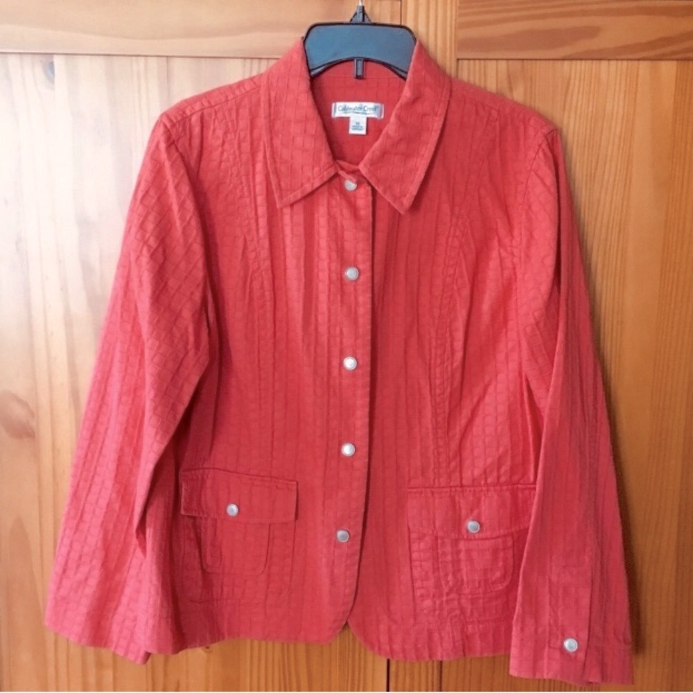 Coldwater Creek Womens size 16 Jacket, Salmon color lightweight waffle pattern.